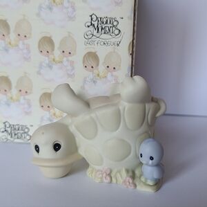 Vintage Precious Moments Turtle Bird Friendship Porcelain Collectible Figurine